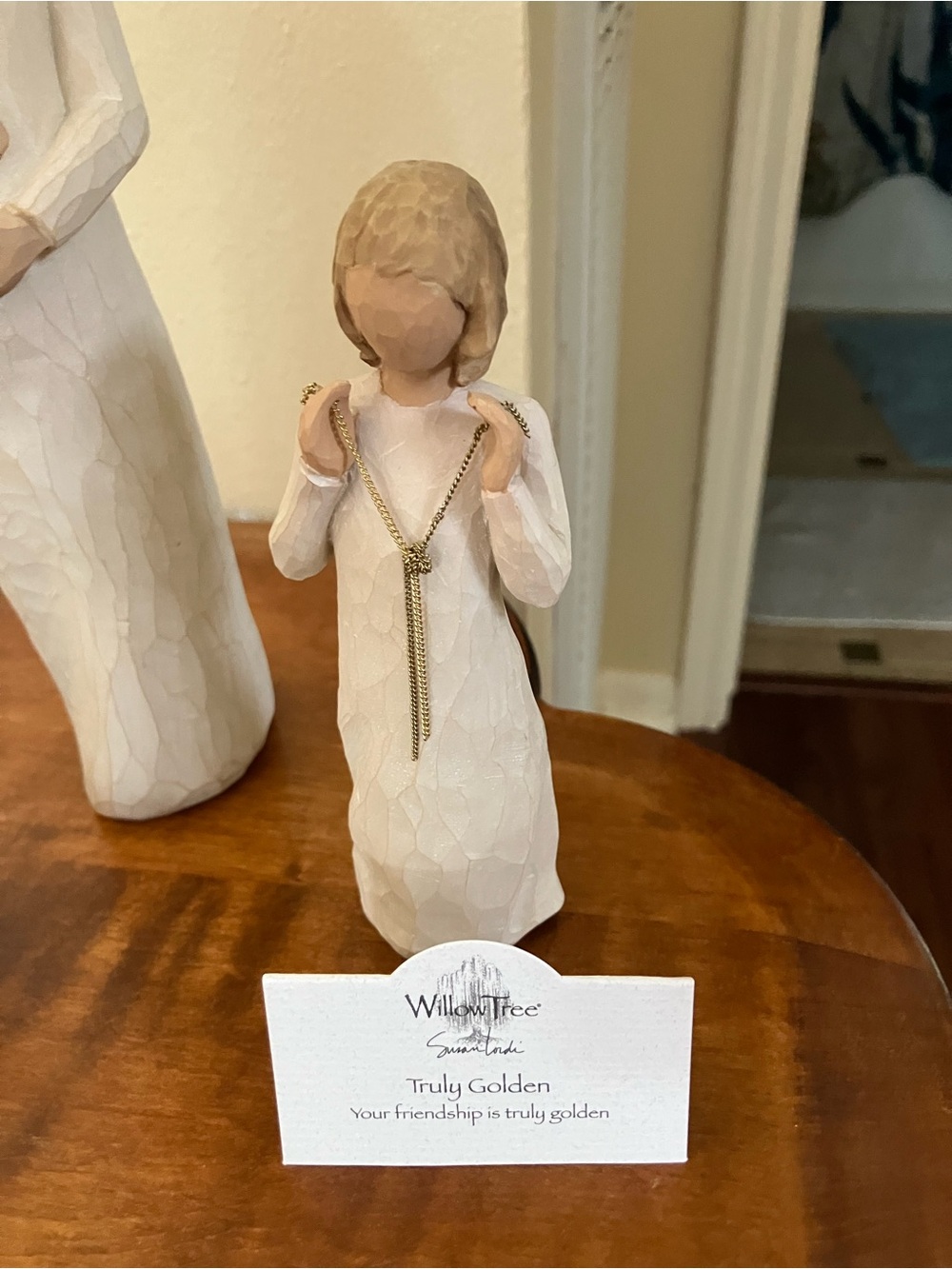 Willow Tree Figurine in White with Gold Chain Truly golden